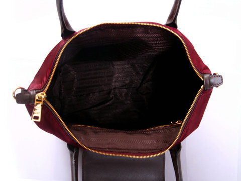 2014 Prada tessuto nylon shopper tote bag BN2107 wine red - Click Image to Close